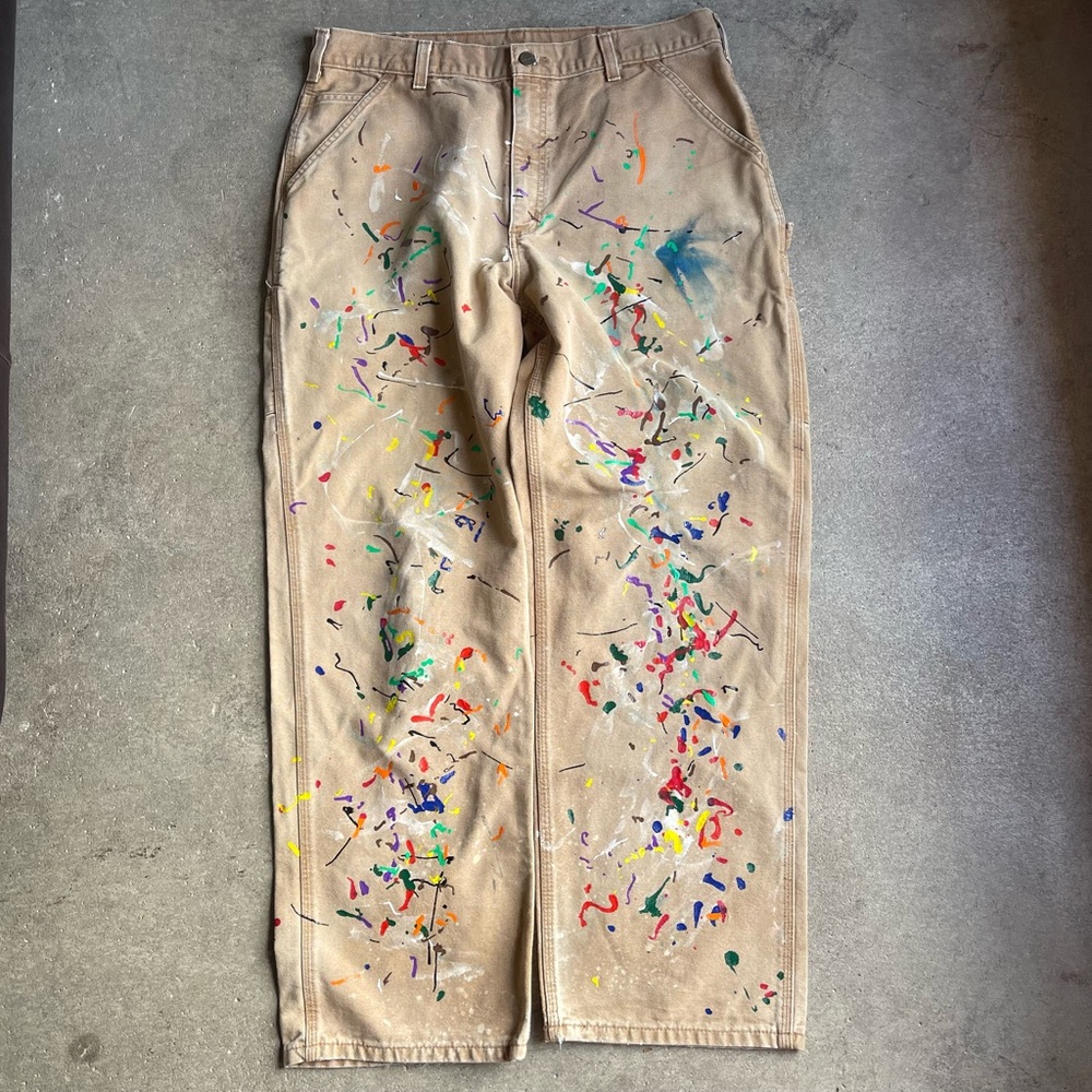 Carhartt Tan Paint-Splattered Men Pants